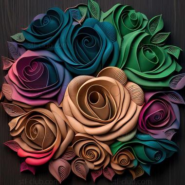 3D модель Радужные розы (STL)